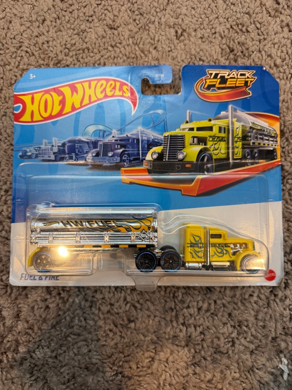 Hot Wheels Track Fleet Yellow & Chrome Fuel Tanker Toy Truck